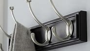 Home Decorators Collection 18 in. Black Snap Install Hook Rack with 4 Satin Nickel Pill Top Hooks 63095