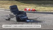 Grand Haven community finds humor in massive pothole
