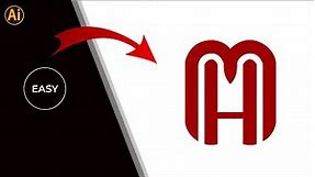 How To Make HM Logo In Illustrator | Letter Logo Design (HM) | Illustrator Tutorial |