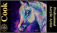White Arabian Horse Easy Step by Step Acrylic Painting for Beginners