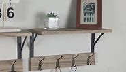 Oxendon Coat Rack Wall Mount with Shelf, Entryway Shelf with 8 Metal Wall Hooks Coat Hooks Key Holder for Wall Hanging Shelf for Entryway Living Room Bathroom Kitchen, 2 Pack Rustic Brown