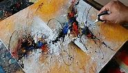 Abstract painting / textured with gesso / Acrylic abstract painting demonstration