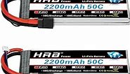 HRB 2PCS 2S Lipo Battery 7.4V 2200mAh RC LiPo Batteries with TR Plug Compatible with RC Car Truck Quadcopter Airplane Helicopter Boat