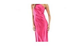Style Cheat satin corsage halter neck maxi dress in hot pink | ASOS