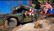 Camping In My Humvee AMBULANCE! (catch n cook)