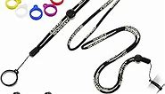 16 Pieces Anti-Lost Lanyard Set, Including 2 Pieces Necklace Lanyards Pendant Holder Lanyard Safety Neck Strap with 14 Pieces Anti-Lost Silicone Ring Soft Pen Protective Ring (Black)