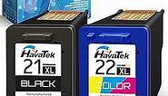 Remanufactured 21 Ink Cartridge Replacement for HP 21XL 22XL Combo Pack (1 Black,1 Color) for OfficeJet 4315 J3680 DeskJet F2210 F4180 F380 F300 F4140 F340 D1455 PSC 1410 Printer