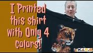 Full Color image Screenprinted using only 4 colors on a dark shirt