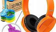 Barks Classroom Headphones (10 Pack, Mixed Colors) - On-Ear Premium Student Bulk Headphones: Perfect for Kids K-12, Schools & Class Sets (Colorful, Durable, Noise Reducing, Comfortable, Easy-to-Clean)