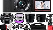 Sony ZV-E10 Mirrorless Alpha APS-C Vlog Camera Body and 16-50mm F3.5-5.6 Zoom Lens ILCZV-E10L/B Black Bundle with Deco Gear Case + Filter Set + Wide Angle & Telephoto Lenses + Accessories Kit