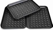 Boot Tray for Entryway Indoor, 3 Pack Black Shoe Mat Tray,Waterproof Shoe Tray with Raised Edge for Indoor and Outdoor Multi-Purpose Tray for Boots, Shoes, Garden, Pets