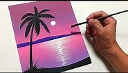 Palm Sunset for Beginners | Easy Acrylic Painting Step by Step
