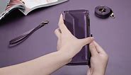 Strapurs Crossbody for iPhone 14 Pro Max Case Wallet【RFID Blocking】 with 10-Card Holder Zipper Bills Slot, Soft PU Leather Magnetic Shoulder Wrist Strap for iPhone 14 Pro Max Wallet Case Women,Purple