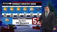 A dry and calm Christmas Eve night and Christmas morning but showers will return for the second half of Christmas