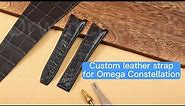 Handmade Black leather watch strap fit for Omega Constellation | Drwatchstrap
