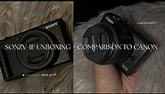unboxing sony zv-1f camera (asmr) + settings ￼+ comparing to a canon m200