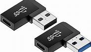 90 Degree USB to USB C Adapter (Left and Right Angle) USB 3.1 A Male to Type-C Female Converter USB A-C Connector Port Extender for Laptop, Wall Chargers, TV, More (Left+Right Angle)