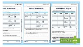 Working with Budgets Differentiated Worksheets