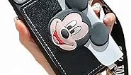 Threesee for iPhone 13 Pro Case,Puppy Mickey Minnie Mouse Cute Cartoon Card Bag Oblique Straddle Rope Soft TPU Women Girls Kids Protective Phone Case for iPhone 13 Pro 6.1 inch,Mickey Mouse