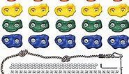 Jungle Gym Kingdom Rock Climbing Holds for Kids - Indoor & Outdoor Rock Wall Climbing Kit with Mounting Hardware, Knotted Rope and 25 Handles - Playground Accessories﻿