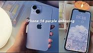 iphone 14 (purple) unboxing 🙇🏻‍♀️🍒☁️ + MOFT unboxing