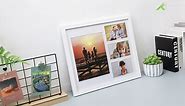 Golden State Art, 14x16 Grey Wood Picture Frame - White Mat for 8x10 and 4x6 Photos - Real Glass, Sawtooth Hanger, Swivel Tabs - Wall Mounting - Great for Posters, Weddings, and Engagements