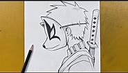 Anime sketch | How to draw ninja boy wearing anbu mask step-by-step