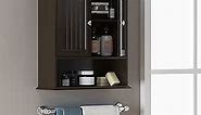 Spirich Bathroom Cabinet Wall Mounted, Wood Hanging Cabinets with Doors and Shelves, Medicine Cabinet Over The Toilet, Espresso