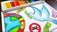 Peace Day drawing | Peace poster using oil pastels step by step | How to draw Peace day