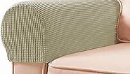 Stretch Armrest Covers Spandex Arm Covers for Chairs Couch Sofa Armchair Slipcovers for Recliner Sofa with Twist Pins 2pcs (Sand)