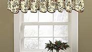 Waverly Felicite Floral Pattern with Grimp Trim Window Valance Curtains, 50" x 15", Creme