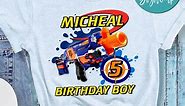Custom Nerf Gun 5th Birthday Shirt for Kid | Bobotemp