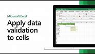 How to apply data validation to cells in Microsoft Excel