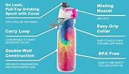 O2COOL Mist 'N Sip Misting Water Bottle 2-in-1 Mist And Sip Function With No Leak Pull Top Spout Sports Water Bottle Reusable Water Bottle - 20 oz (Patriot)