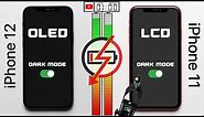 iPhone 12 (OLED) vs. iPhone 11 (LCD) Dark Mode Battery Test