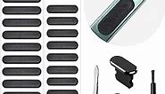Phone Speaker Dustproof Stickers Protector, Mesh Speaker Anti Dust Adhesive Cover, Included Anti Dust Plug, Phone Port Cleaning Brush and Tweezer Compatible with iPhone 13, 12 Pro Max, 11 (Black)
