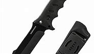 Fixed Blade Knife Full Tang with Kydex Sheath - Heavy Duty Outdoor Tactical Hunting Bushcraft Knives for Camping Adjustable Belt Clip (Heavygrip 4F)