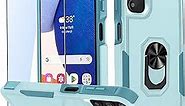 WRJ for Samsung Galaxy A14 5G Case with Screen Protector(2 Packs),[Military Grade][Shockproof Protection][Built-in Ring Kickstand] Heavy Duty PC+TPU Dual Layer Case Cover-Mint Green