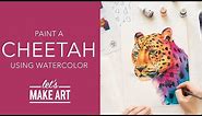 Let's Paint a Cheetah 🎨 Easy Watercolor Painting Tutorial by Sarah Cray of Let's Make Art