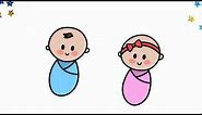 How to draw a BABY GIRL & BABY BOY - Easy Tutorial for Kids, Toddlers, Preschoolers