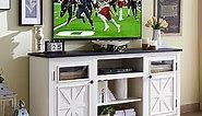 JXQTLINGMU TV Stand for 65 inch TV, Farmhouse Entertainment Center with 9 Storage Cabinets and Barn Doors, Media TV Console Table for Living Room Bedroom, with Adjustable Shelf (White)