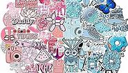 Pink Blue Aesthetic Stickers 100 Pack Water Bottle Laptop Decals, VSCO Hydroflask Stickers for Girls Adults, Cool Girly Sticker, Blue Pink Stickers for Helmet Laptops Bike Luggage