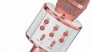 Kids Microphone for Singing, Wireless Bluetooth Karaoke Microphone for Adults, Portable Handheld Karaoke Machine, Toys for Boys and Girls Gift for Birthday Party (Rose Gold)