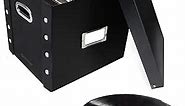Vinyl Record Storage Box - 12" - 1 Pack- Crate Holds up to 75 Vinyl Albums - Black