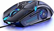 Gaming Mouse Wired,6 Buttons, 4 Adjustable DPI Up to 3200 DPI, 7 Circular & Breathing LED Light, Multifunction Wired Mouse Used for Games and Office (Black)