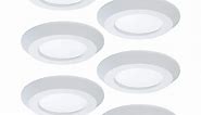 Halo 4 in. 2700K-5000K Selectable CCT Surface Integrated LED Downlight White Recessed Light with Round Trim, (6-Pack) SLD4-6PK