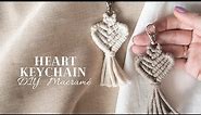 Macrame Heart Keychain tutorial, Heart Pattern Macramé Key Chain • Makramee Herz Schlüsselanhänger