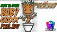 How to Draw Baby Groot - Marvel's Guardians of the Galaxy Pixel Art Drawing
