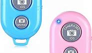 2 Pack Wireless Camera Remote Control - Wireless Remote for iPhone & Android Phones iPad iPod Tablet, Clicker for Photos & Videos - Blue&Pink