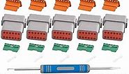 JRready Deutsch Connector 12 Pin Connector Kits with 16 Solid Contacts(14-20AWG),ST6328-12 DT Series Waterproof Connector 12 Pin 5 Set and Deutsch Pin Removal Tool DRK-RT1B with Mounting Clips